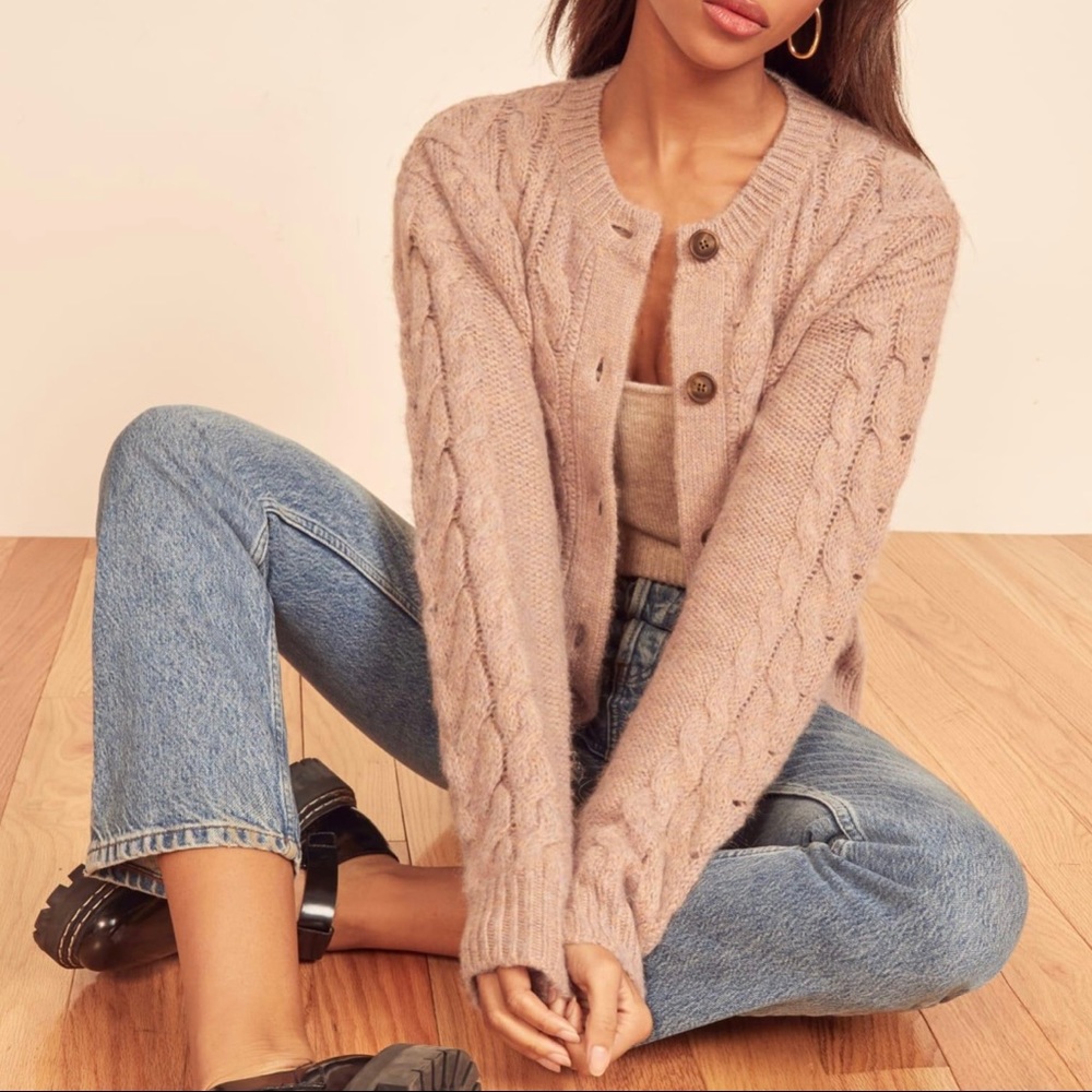 REFORMATION - Lemartine Cable Knit Cardigan (Medium)